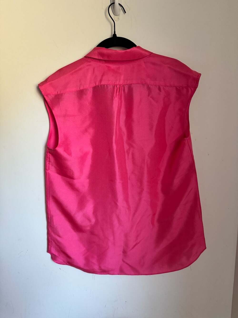 J. Crew Sleeveless Silk Collared Popover Shirt Blouse Fuchsia Pink Size 4 - Picture 3 of 3